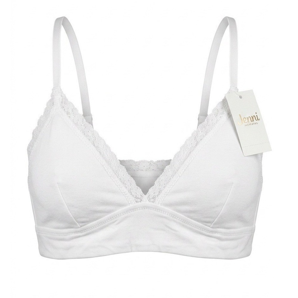 Jenni Intimates Womens White Lace Trim Core Bralette Medium 100120857 NEW